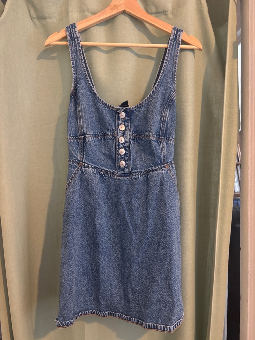 American Eagle Outfitters Blue Denim Button-Front Mini Dress